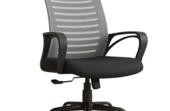 INNOWIN Mini Jazz Mesh Mid-Back Ergonomic Home Office Chair | 3-Years Limited Warranty Included | Tilting & Height Adjustable Mechanism, Heavy Duty Metal Base | Ideal for Office Work & Study (Grey)