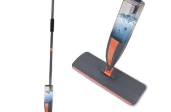 BonKaso Spray Mop with Handle & 420ML Refillable Bottle | 1 Mop Head for Floor Cleaning | Lightweight Wet & Dry for Home, Tiles & Wooden Floors