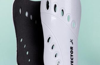 Vector X V2 Football Protection Shin Guard/Shinpad | Durable | Lightweight (L, White)