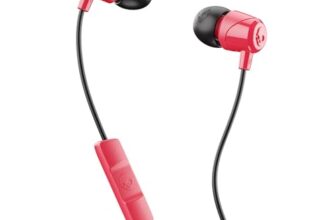 Skullcandy Jib In-Ear Wired Earbuds, Microphone, Works with Bluetooth Devices and Computers -Red Black
