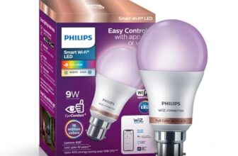Philips WiZ 9W B22 Wi-Fi & Bluetooth LED Smart Bulb with Music Sync, Compatible with Amazon Alexa & Google Assistant, 16 Million Colours & Motion Sensing Technology | Pack of 1
