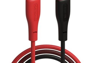 Portronics Hue X 60W Dual Tone Colour Type C Fast Charging Cable for Smartphones, Tablets,iPads, Laptops & Other Type C Devices, 480Mbps Data Sync, Premium Braided Cable(Black & Red)