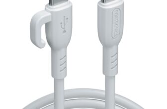 Portronics 60W Konnect Core 3 Type C to Type C Fast Charging Cable Cable for Smartphones,Tablets,Laptops & Other Type C Devices,In Built Cable Management Hook,Fast Data Sync,Strong PVC Material(White)