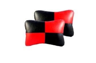 ADWAIT Car Sqaure RED Black Faux Leather Neck Rest for Hyundai Exter