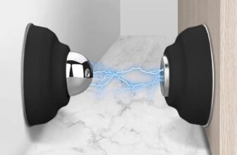 Orbica Powerful Magnetic Door Stopper – 2 Pcs Stainless Steel Mini Door Stop, Heavy Duty Magnetism Door Holder for Bedroom, Bathroom, Kitchen, Home, Office (Black)