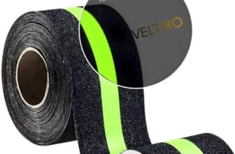 Veltiro Anti Slip Tape with Glow in Dark Stripe for Stairs Waterproof Non Slip Strips for Stair Treads Black & Green Non-Slip Traction Tapes (5 Meter)