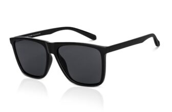 Vincent Chase By Lenskart | Black Grey Solid Full Rim Square | 100% UV Protection (UV 400) | Men & Women | Large | VC S14525