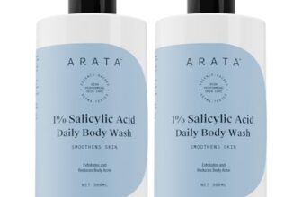 Arata 1% Salicylic Acid Body Wash (600ml) For Body Acne & Dry Skin | Derma Tested|Removes Tan | Exfoliates, Cleanses & Smoothens Uneven & Rough Skin | Shower Gel For Men & Women