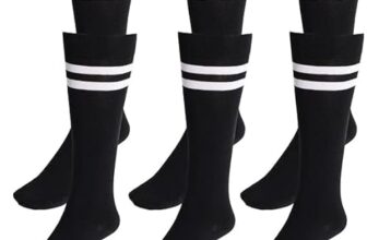 WKLOUYHE 3 Pairs School Uniform Cotton Knee High Socks Athletic Sports Soccer Socks Tube Sock for Girls and Boys(StripedWhite,Black,15-16 Years)