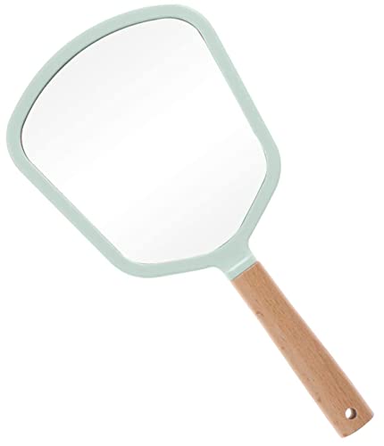 SVS ONLINE Handheld Makeup Mirror with Magnification, for Desk Make Up, Magnifying Hand Held Mirror (Wood Hand Mirror Fan)