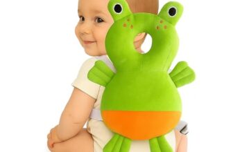 GLUN® Baby Cute Frog Soft Cushioning Fall Protector Backpack Pack of 1 Green Colour, Adjustable Shoulder Belt, Head Protection Back for 6-12 Month Toddler Babies