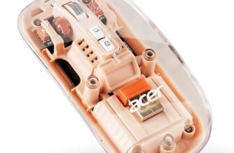 acer Clearview Transparent Wireless Mouse with Triple-Mode Connectivity, Silent Click Tech, Metal Scroll Wheel,1600 DPI Optical Sensor, USB-C Charging, Compatible Windows, MacOS, iOS, Android-Peach