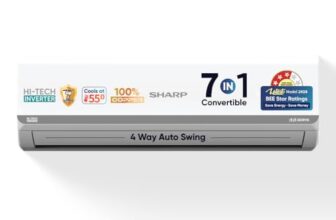 Sharp 1.5 Ton 3 Star Invertor Split AC, 7 in 1 Convertible, 100% Copper Condensor, Cooling at 55°C, Outdoor self clean, Turbo cool, 4 Way Swing, 2026 Launch, AH-SI17V3B-GCN