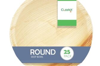 Clazkit 25 Pack Areca Deep Round Bowl| Like Wooden Bamboo | Eco Friendly, Biodegradable, Use and Throw Small Dona | for Serving Pasta, Soup & Snacks | Birthday, Wedding & Party | 5 Inch