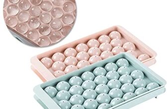 Clazkit Plastic Mini Round Ice Cube Tray with Lid Ball Maker for Fresh Juice, Mocktails, Whiskey, Cocktails, Tea & Coffee 33 Cavity, Easy Release Stackable in Freezer Pack of 2, Blue,Pink