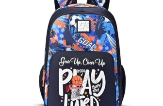 Gear Athletic 19″/24L Large Water Resistant School Bag/Casual Backpack/Daypack/Laptop Bag for Boys/Girls (Navy Blue – White)