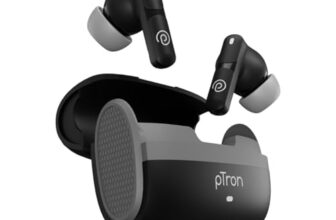 pTron Bassbuds Blaze in-Ear TWS Earbuds w/ 13mm Drivers, 50Hrs Playtime, AI-ENC Clear Calls, Bluetooth V5.4 Wireless Headphones, Touch Control, Voice Assistant, Type C Charging & IPX5 (Black & Grey)