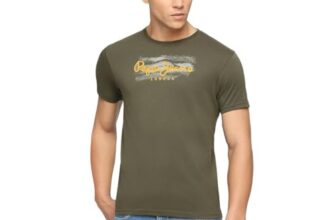 Pepe Jeans Men Cotton Slim Fit Printed T-Shirts Olive Green, Medium