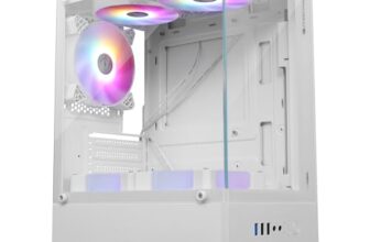ZEBRONICS Iceberg Premium Gaming Chassis with Support for mATX | Mini ITX, Wraparound Tempered Glass, 120mm Multicolor LED Ring Fans, Top Magnetic Dust Filter, 5 Fans Included (White)