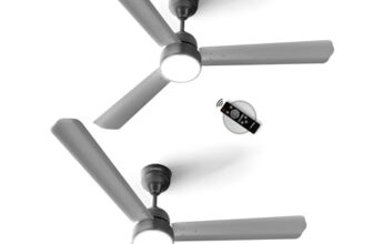 Longway Luminair 1200 mm BLDC Ceiling Fan with Remote Control & LED Light|BEE 5 Star Rated Energy Efficient|Ultra High Speed 3 Blade Anti-Dust Decorative Ceiling Fan|5 Years Warranty (Gray, Pack of 2)