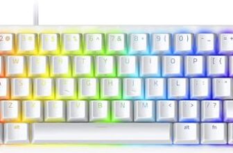Razer Huntsman Mini – Mercury Edition – 60% Optical Gaming Keyboard (Clicky Purple Switch) – FRML Packaging