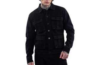 SNITCH Men’s Plain Jackets | Club Wear Streetwear Style | Cotton Spread Full Sleeve Relaxed Fit Black