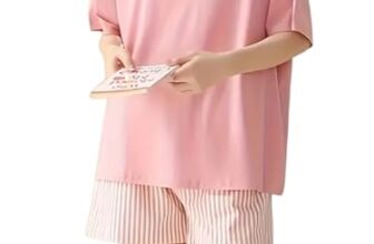 Louis Luxe Womens Night Dress || Short Pyjama Set || Nightsuit || Women Nightwear ||Round Neck Short Sleeve Nightsuit || Loungewear || Everyday Nightdress (ND-06-PINK-S)