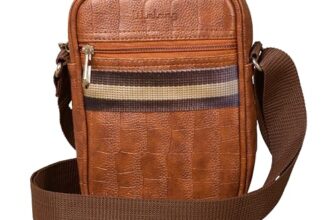 Lifelong Men’s and Women’s Genuine Leather Sling Bag | Crossbody Shoulder Bag for Travel & Office | Vegan Leather Bag with Adjustable Strap & Spacious Design | Lightweight Bag for Men & Women (Tan)
