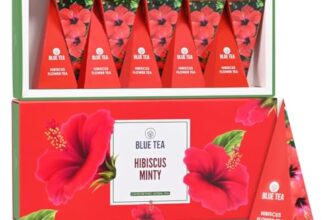 BLUE TEA – Hibiscus Tea – Gift Box – Minty Herbal Tea – 10 Tea Bags | WELLNESS PACK | Tangy Flavour – Vitamin C Rich – Gluten Free – Caffeine – Free – Flower Based