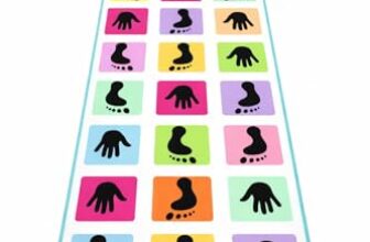 Kids Activity Play Mat with Hand and Foot Patterns & Panda Hopscotch Number Design Foldable Floor Game Mat (Hand and Foot Patterns)