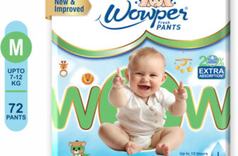 Wowper Baby Diaper Pants Medium Size Diapers | up to 12 hrs Absorption | 7-12 Kg – M(72 Pieces)