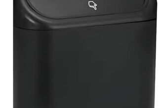 XONCO Car Trash Bin with Push Lid and Hanging Hook – Compact Plastic Garbage Can for Car Door, Seat Back Pocket and Desk Use – Black