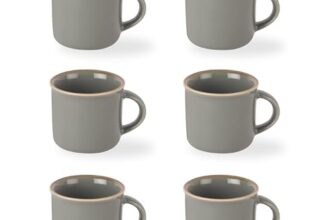 CELLO Estella Nexus Color Silver Mist Plain Mug Set of 6, 90ml, Grey | Scratch Resistant | Porcelain Tea, Coffee Mug Set | Ideal for Daily Use & Gifting | Dishwasher Safe | Small Mug |