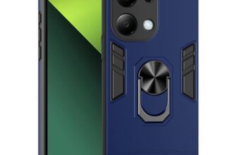 amazon basics Kickstand Mobile Cover (360° Rotating Ring Holder) for Mi Redmi Note 13 Pro 5G (Blue)