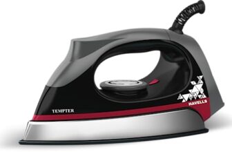 Havells Abs Tempter 1000 Watts Dry Iron Press With Greblon E2 Grade Non-Stick Coated Sole Plate Aerodynamic Design With Shock Proof Front 2 Year Warranty