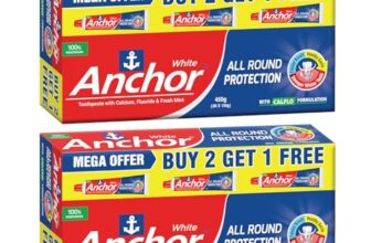 Anchor All Round Protection White Toothpaste 900g (450g x 2) | Fluoride & Calcium | Fresh Breath | 100% Vegetarian | Mega Offer Pack