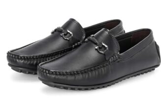 Massari Faux Leather Loafers for Men Black