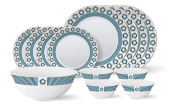 Larah by Borosil – Tiara Series, Crystal, 13 Pcs, Opalware Dinner Set, White