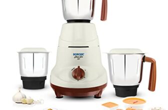 Borosil Home Star Mixer Grinder, For Wet/Dry Mixing & Grinding, 500 Watts, 3 Stainless Steel Jars(1.2 L Blending Jar, 800 ml Dry/Wet Grinder, 400 ml Chutney Jar), Mixie For Kitchen