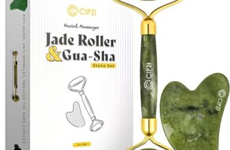 Cipzi Gua Sha & Jade Roller Set – Facial Massage for Tighter Skin, Reduced Dark Circles, Puffiness & Wrinkles, Improved Microcirculation & Elasticity