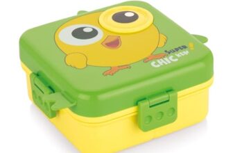 ATTRO Festive Super Birdy Lunch Box 2 Layer Plastic Lunch Box Comes with 1 Detachable Tray, 1 Small Container & 1 Spoon Ideal for Kids BPA Free 1590ml+70ml- Green