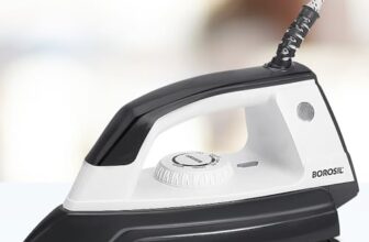 Borosil Glider 1000W Dry Iron with American Heritage Non-Stick Soleplate Coating, Thermostate for Better Heat Conductivity, Dry Ironing for Silk, Nylon, Rayon, Wool, Cotton & More, 2 Years Warranty