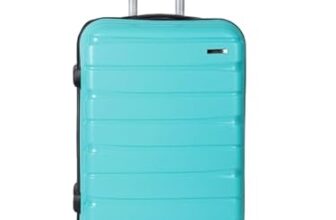 Teakwood Large 8 Wheel Trolley Bag, Hard Cabin with Zipper Closure, Adjustable Push Button & Cross Side Strap, TSA Lock System 360 Degree (Medium, Aqua Green)
