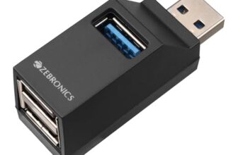 ZEBRONICS 180HB USB HUB, 3 Ports, USB 3.0, Transfer Speeds Upto 5 Gbps, Lightweight Design, Multi OS Compatible, Plug and Play