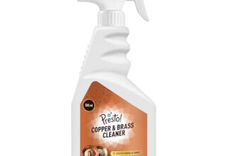 Amazon Brand – Presto! Copper & Brass Cleaner Spray | 500 ml | For Fixtures, Utensils, Artifacts & Jewelry