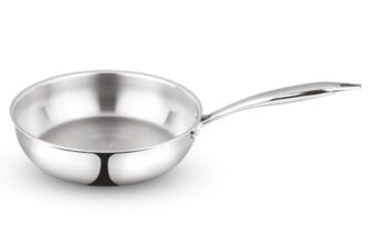 Borosil Cookfresh 1.3L Tri-ply Stainless Steel Frypan with Handle | Gas, Induction Compatible | SS304 Food Grade Steel 20cm Frying Pan | Even Heat Distribution | Dishawasher Safe | 5 Year Warranty