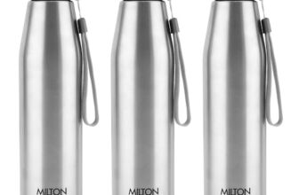 MILTON Drift 1000 Stainless Steel Water Bottle 950 ml, Set of 3, Single Walled, ISI Certified I Leak Proof Lid, Rust Proof I For School, Office, Gym I Silver