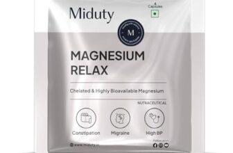 Miduty Chelated Magnesium Bisglycinate – 1000mg Supplement For Muscle Recovery, Better Sleep & Stress Relief | Vitamin B6 – Non-Laxative, High Absorption | Cramps & Migraine Relief – 6 Veg Capsules (Magnesium, 6, count)