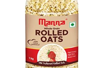 Manna Rolled Oats 1kg | Gluten Free | Old fashioned oats | Diabetic Friendly | 100% Wholegrain 1kg (Pack of 1)