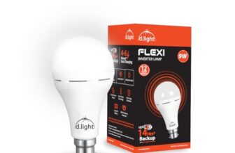 dlight 9W LED Flexi Rechargeable Emergency Inverter LED Bulb | Cool Day Light | Upto 4 Hours Battery | B22D | (Pack of 1, White)